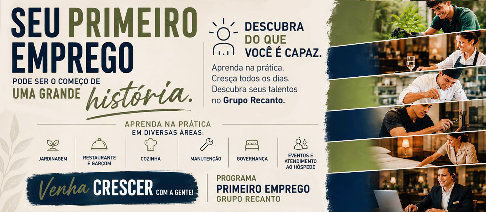 Banner do programa Meu Primeiro Emprego do Grupo Recanto